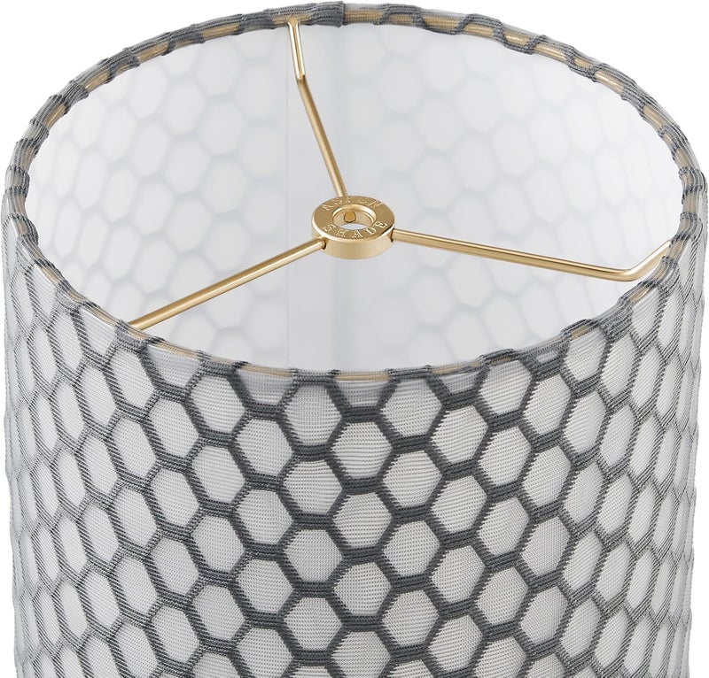 Aspen Creative 31322 Transitional Drum (Cylinder) Shaped Spider Fitter Lamp Shade in Dark Grey with Hexagonal Pattern, 8" wide (8" x 8" x 11") - Image 4